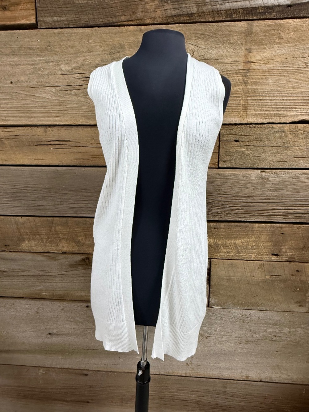 NWT Spense Long rib knit sweater vest, Ivory, Small